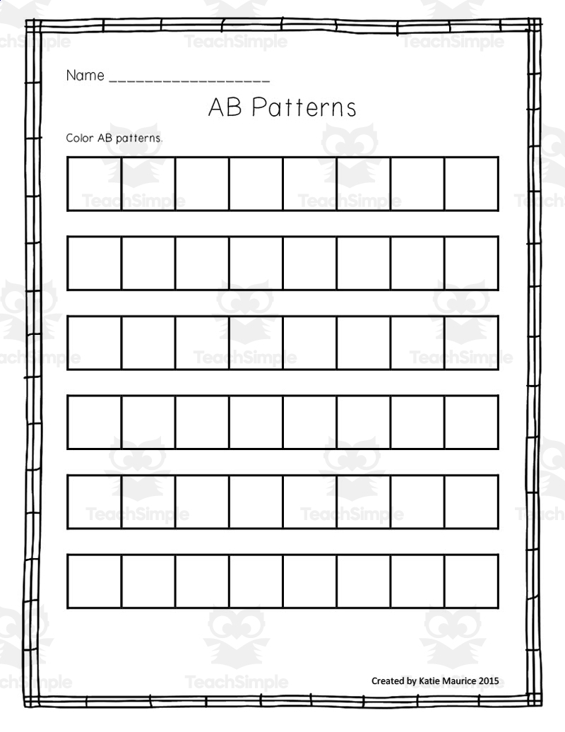 AB Patterns Worksheets By Teach Simple AB Patterns Worksheets By Teach Simple