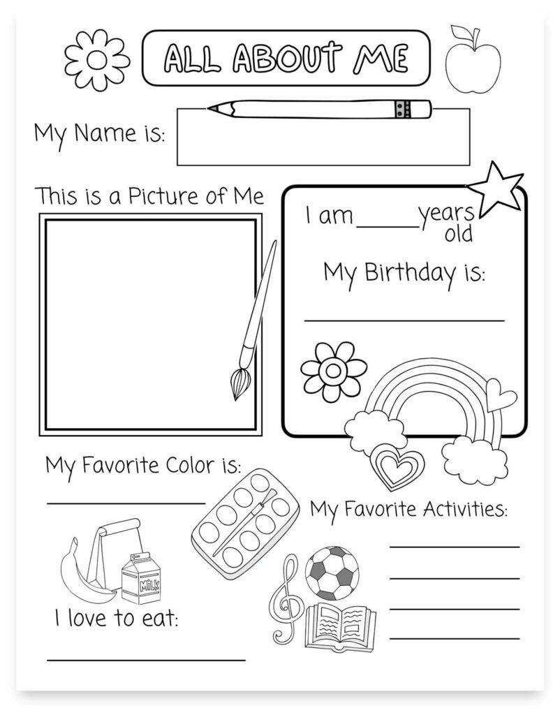 Free Printable All About Me Worksheet Preschool