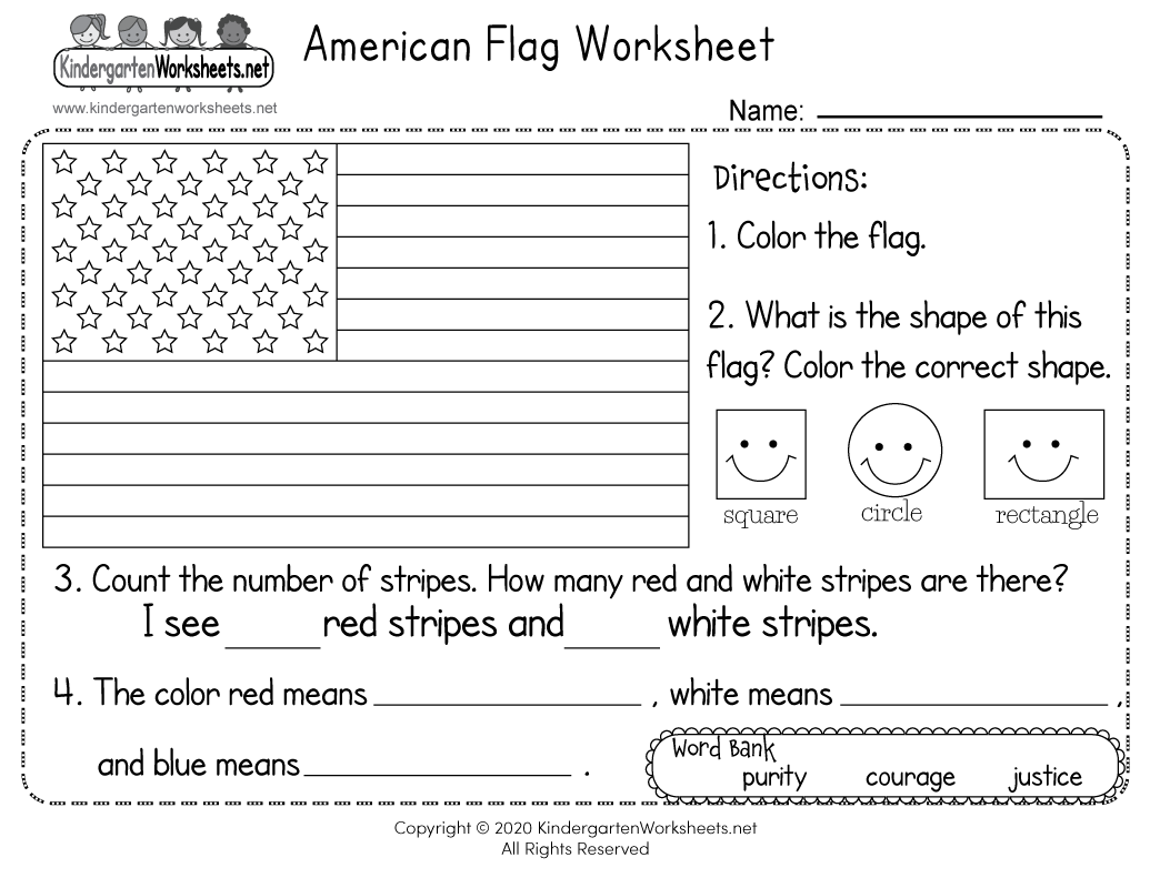 Free Printable Worksheet Preschool American Symbols