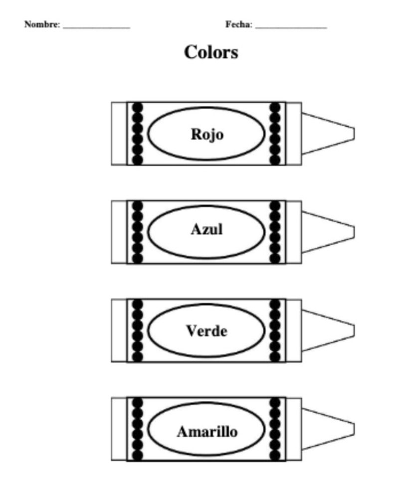 printable preschool spanish worksheet