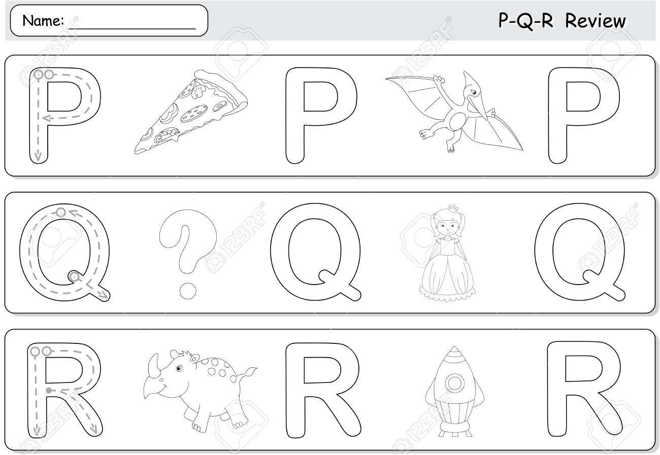 Printable Tracing Letter P Q R Preschool Worksheets