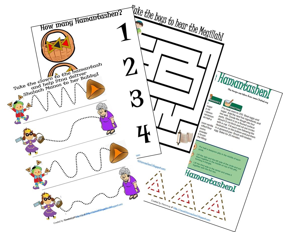 tracing purim printable worksheets for preschool