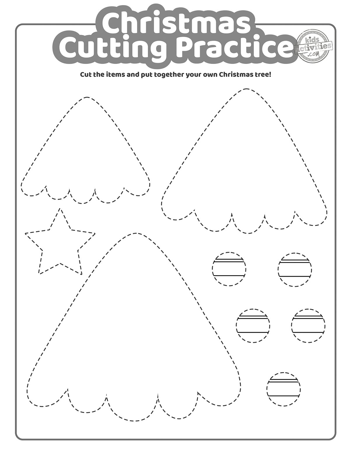 easy preschool cutting worksheet printables christmas