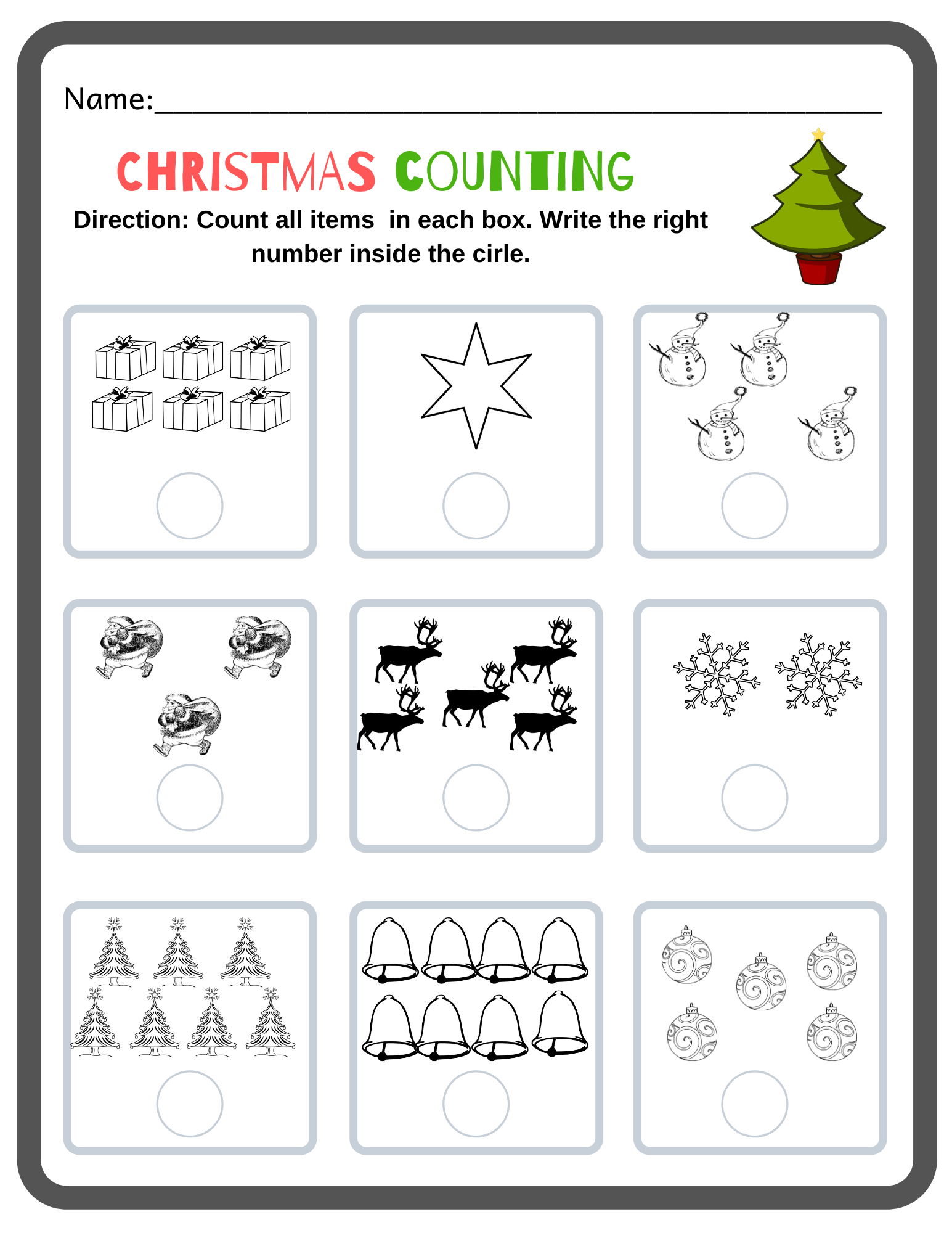Printable Christmas Numbers Worksheets For Preschoolers