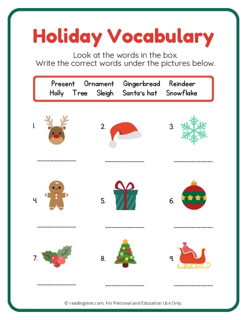 printable christmas worksheets for preschoolers