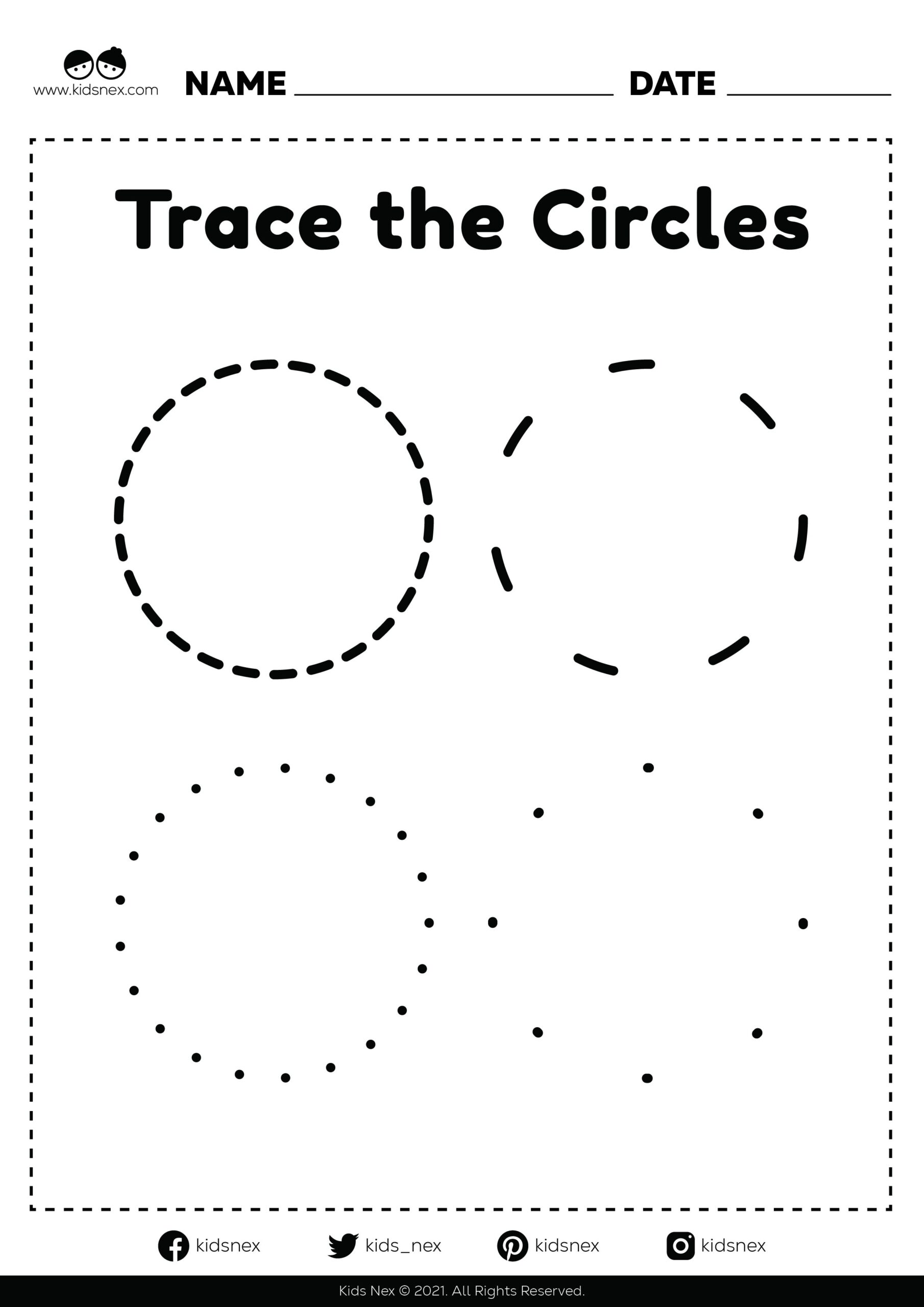 Circle Tracing Worksheet PDF Printable KidsNex