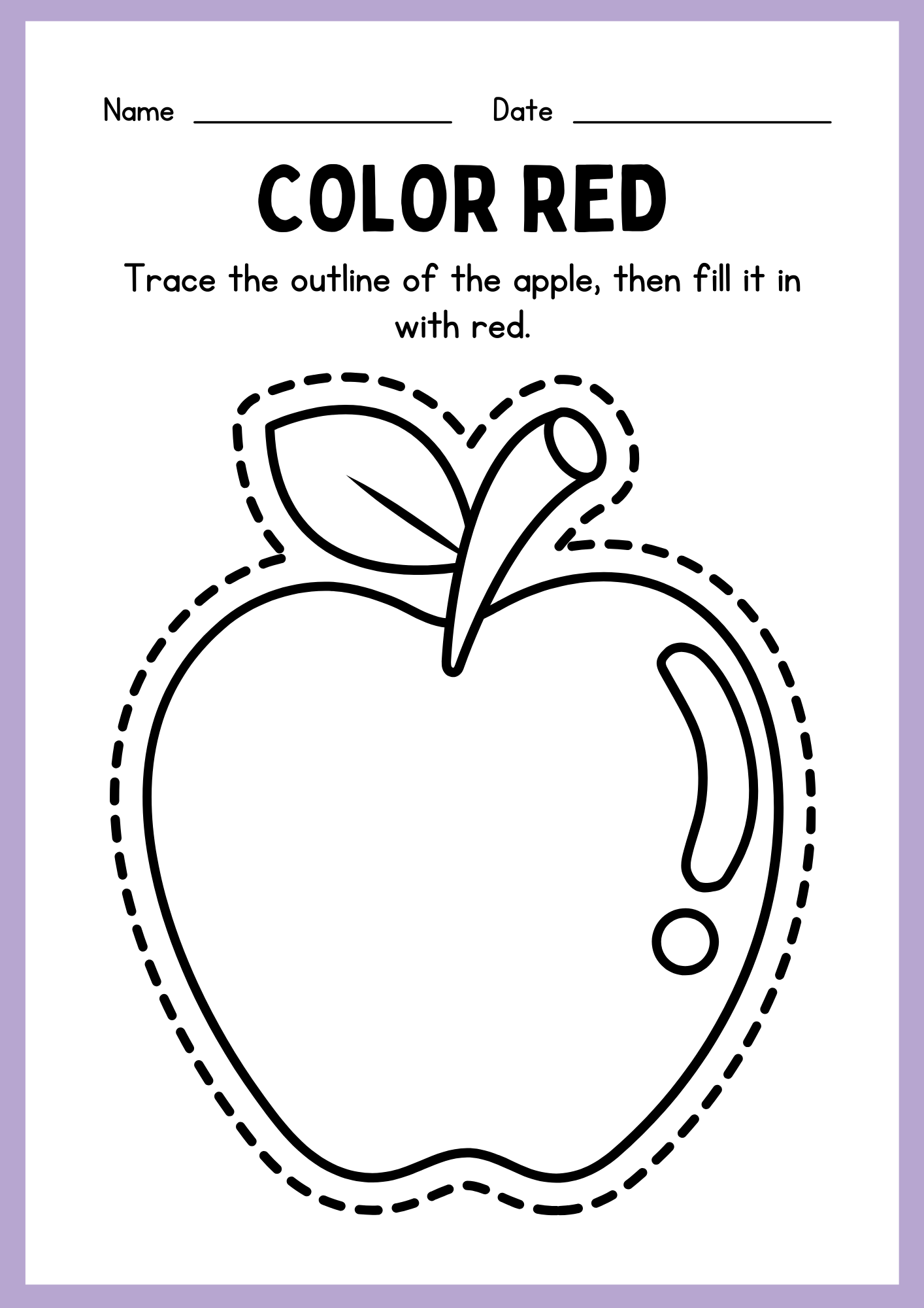 printable color red worksheets for preschool