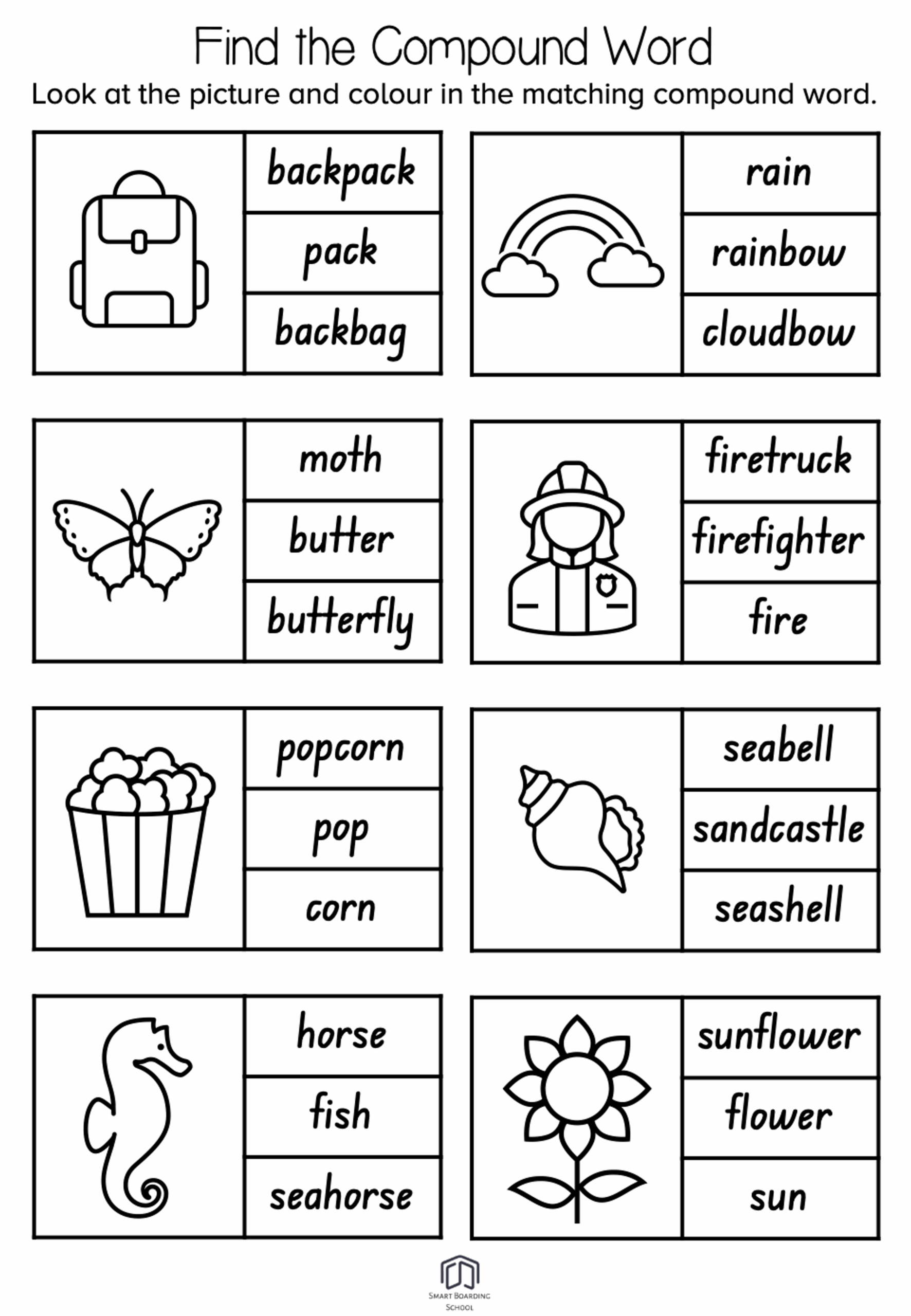 Free Printable Compound Worksheet For Preschool Age