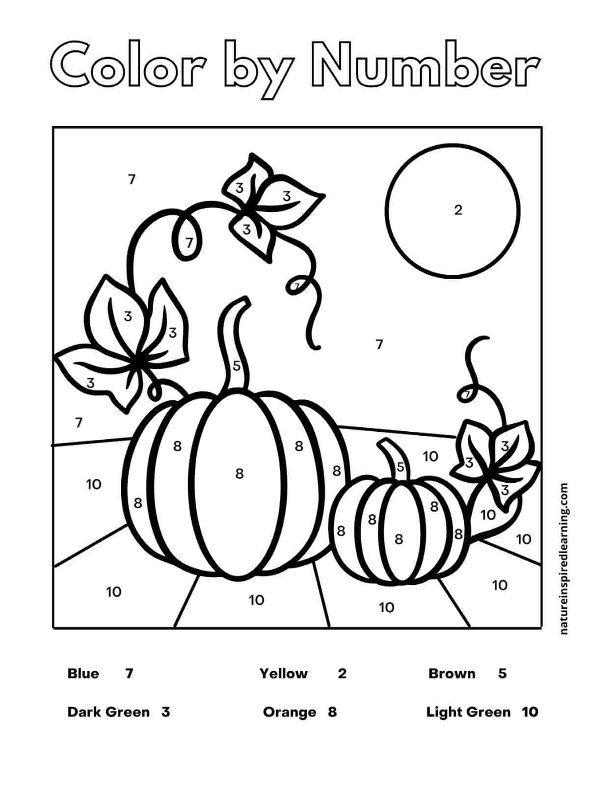 Printable Fall Color By Number Worksheets For Preschool