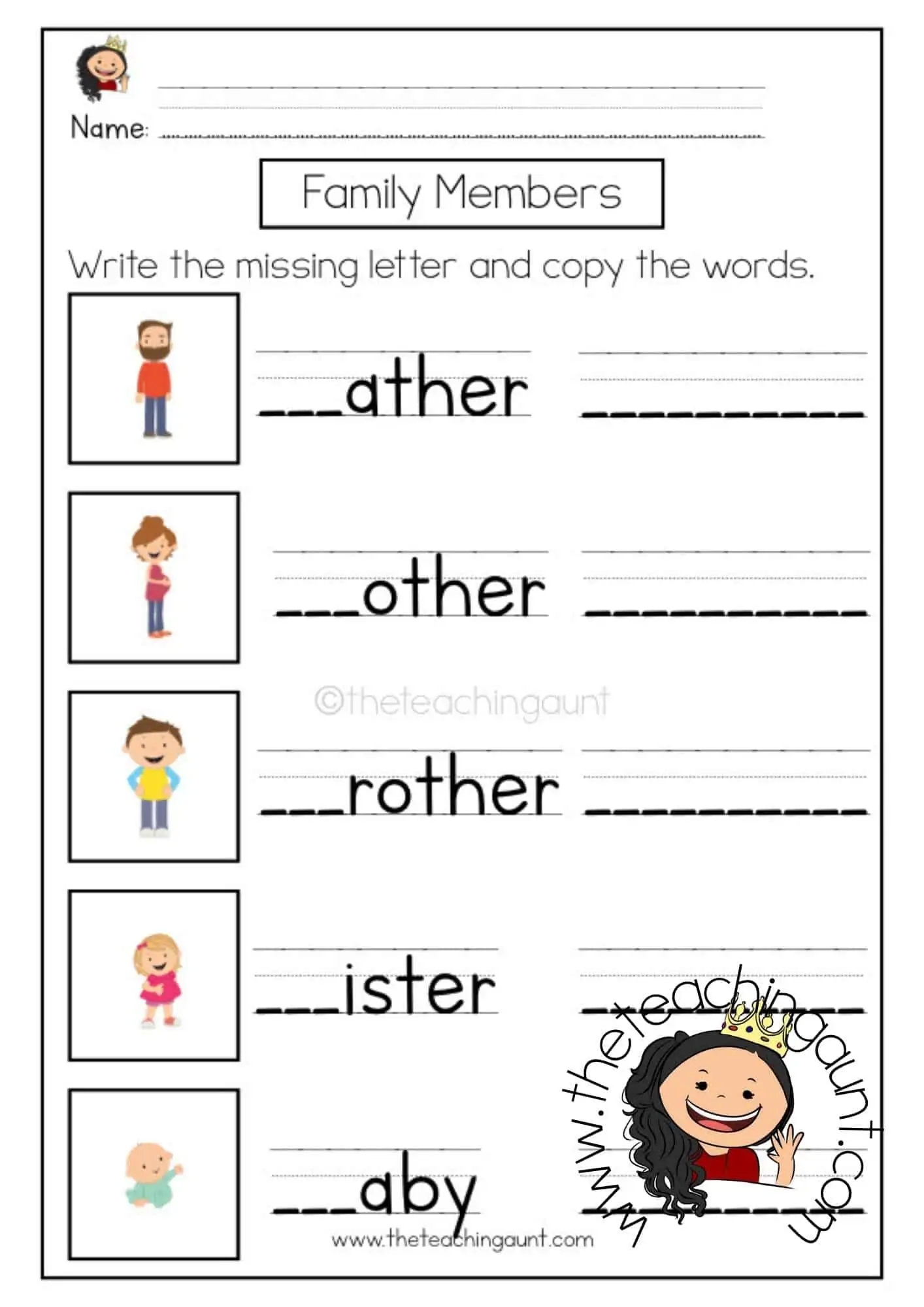 Family Members Worksheets The Teaching Aunt