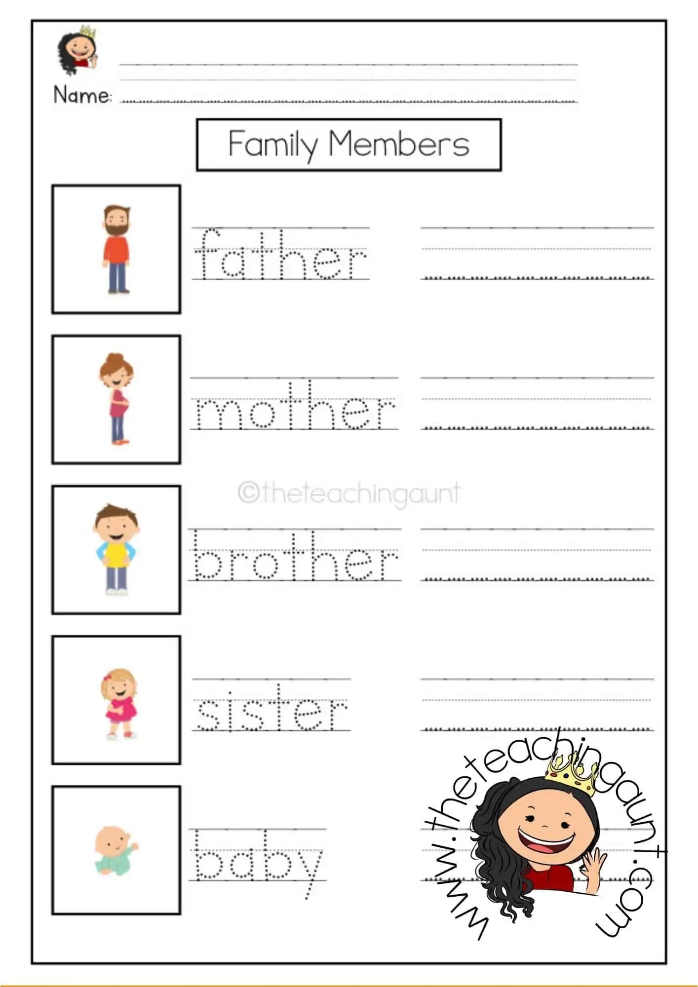 Family Members Worksheets The Teaching Aunt