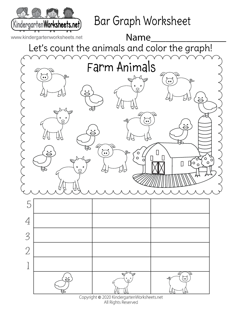 Preschool Math Worksheet Printable, Farm Animals