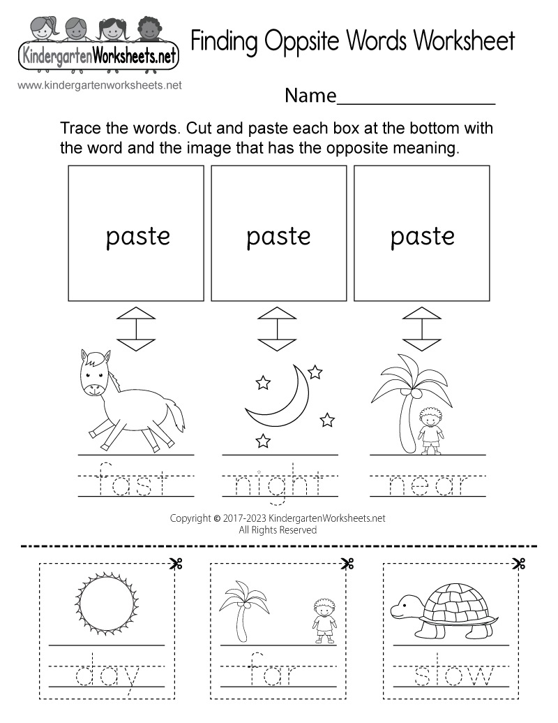 Free Printable Opposites Worksheets For Preschoolers
