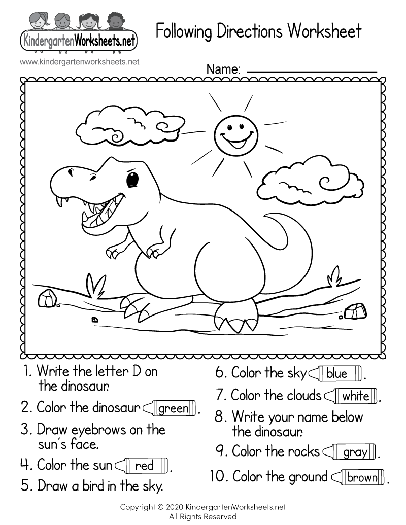 Free Printable Following Directions Worksheets For Preschoolers
