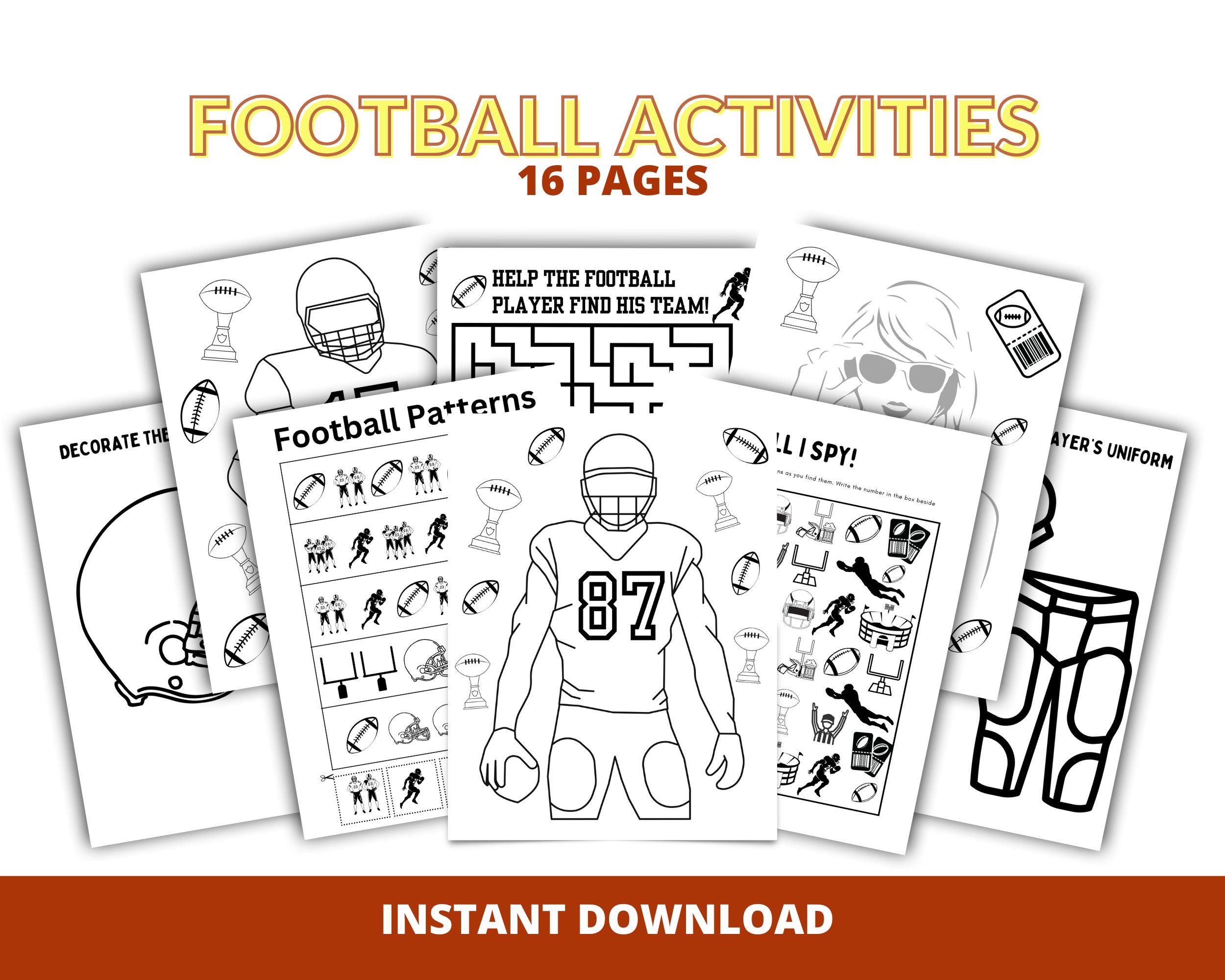 printable football worksheets for preschoolers