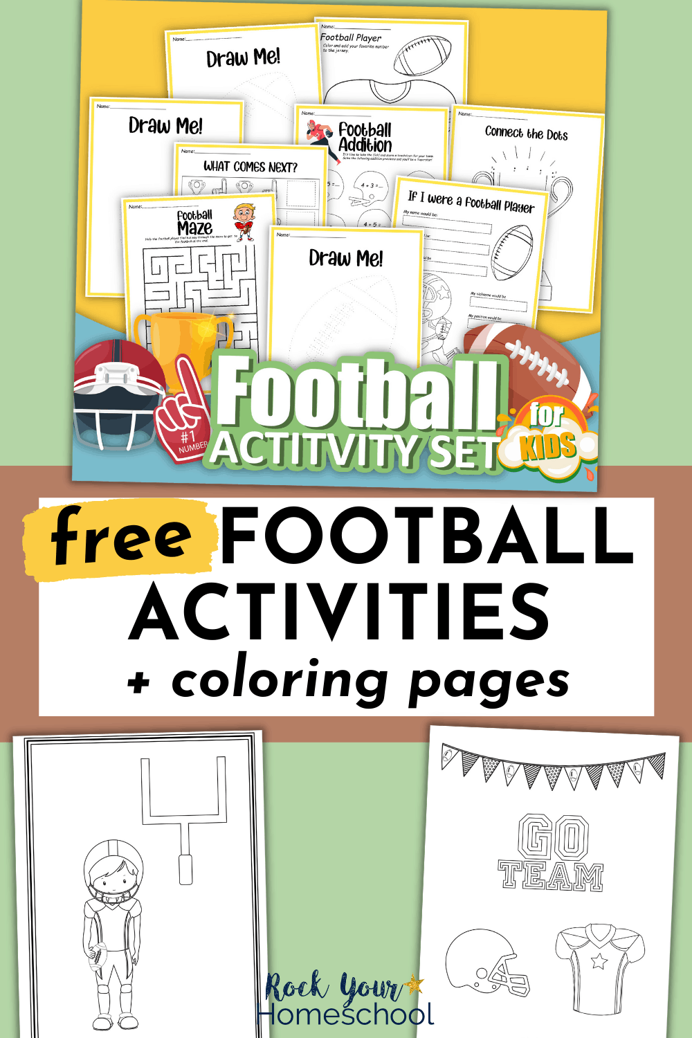 Football Printables Pack Of Coloring Pages Fun Activities Free 