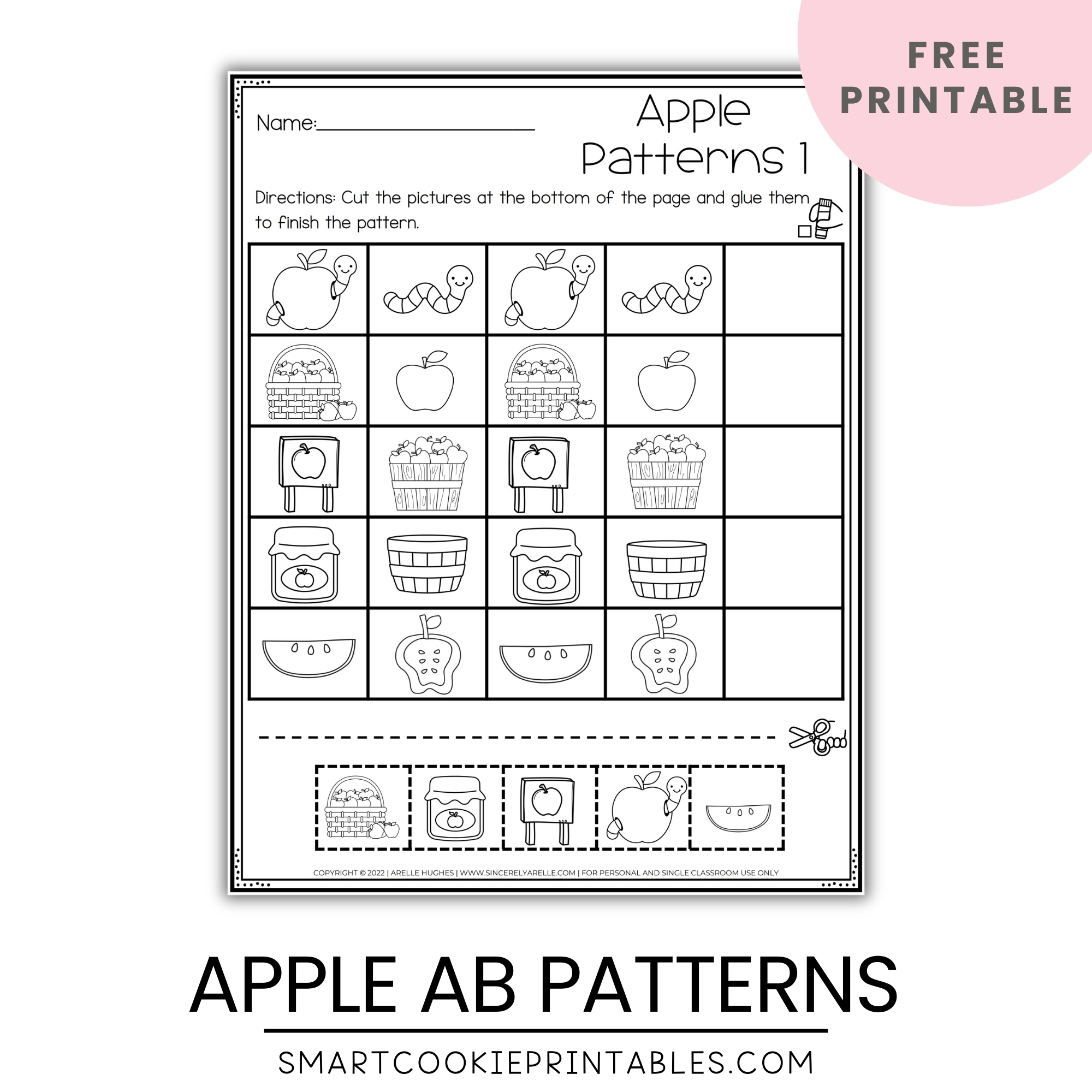 Free ABAB Apple Pattern Worksheets Smart Cookie Printables Free ABAB Apple Pattern Worksheets Smart Cookie Printables
