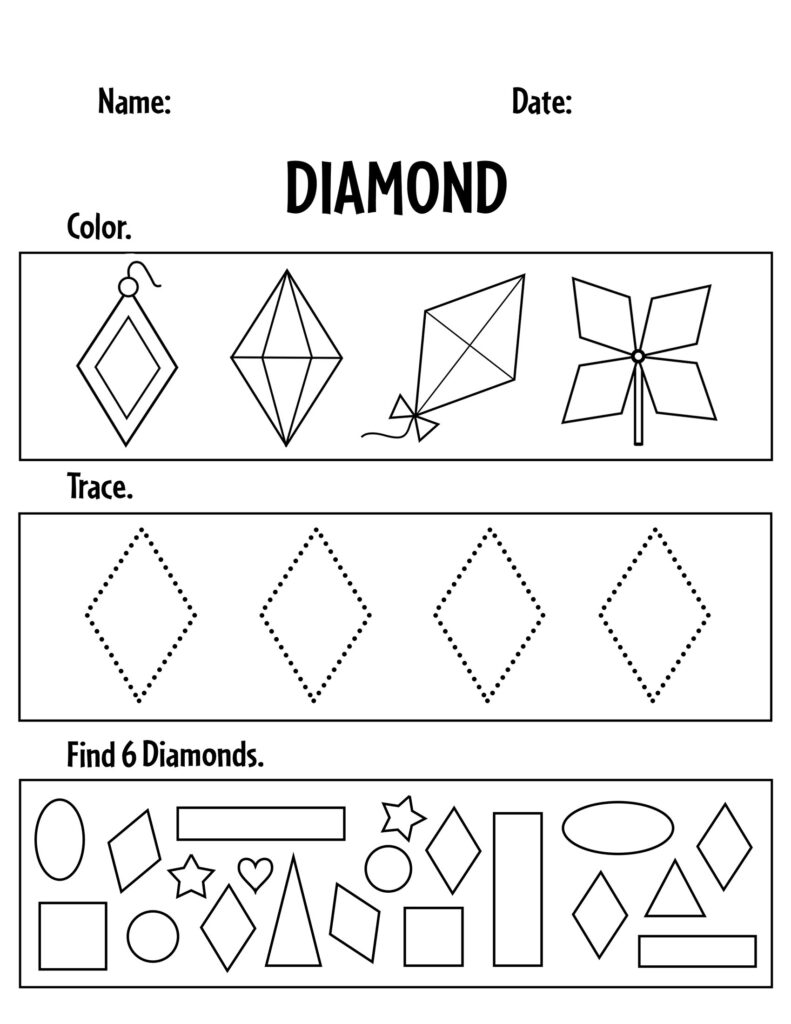 Free Diamond Worksheets For Preschool The Hollydog Blog Free Diamond Worksheets For Preschool The Hollydog Blog
