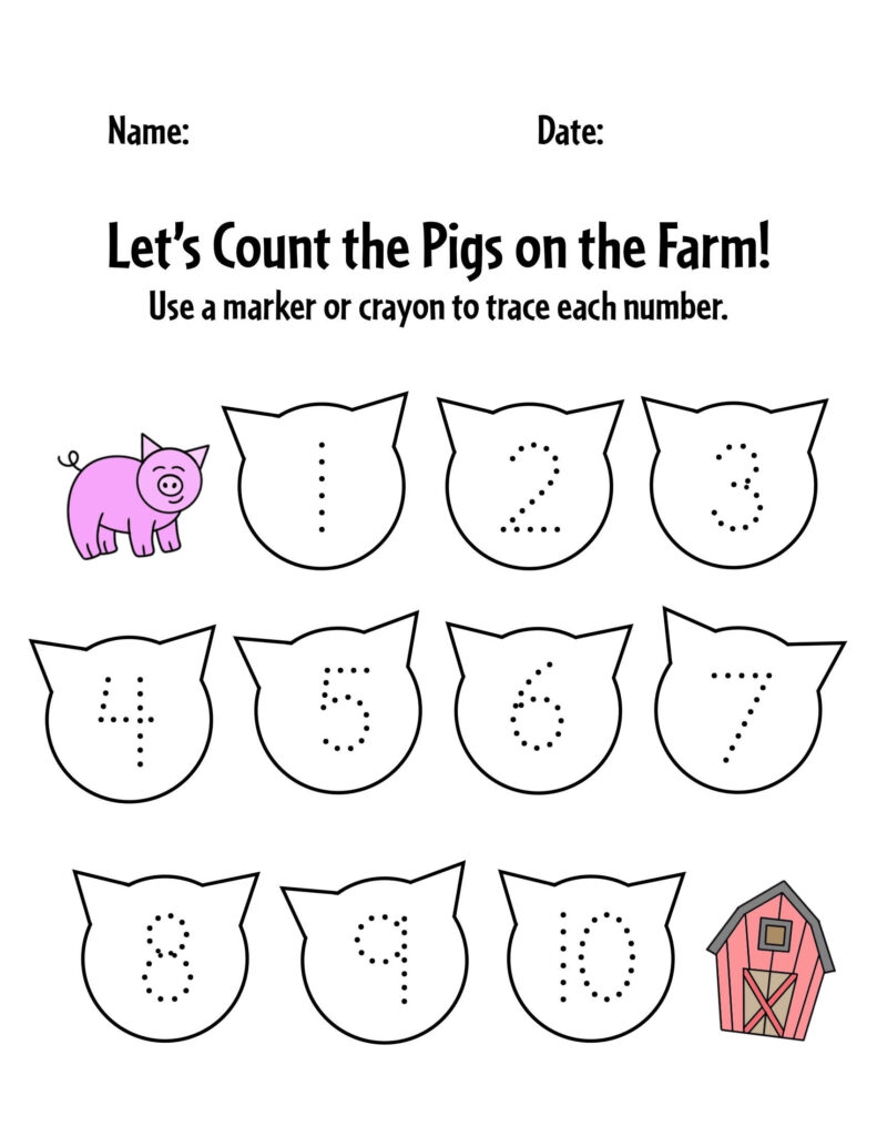 free printable farm counting worksheets for preschool