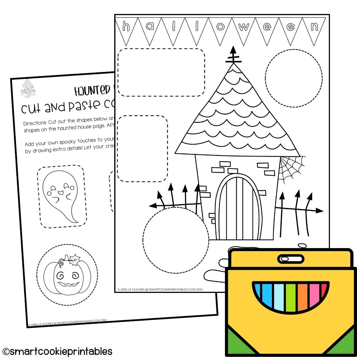 preschool haunted house scene worksheet printable