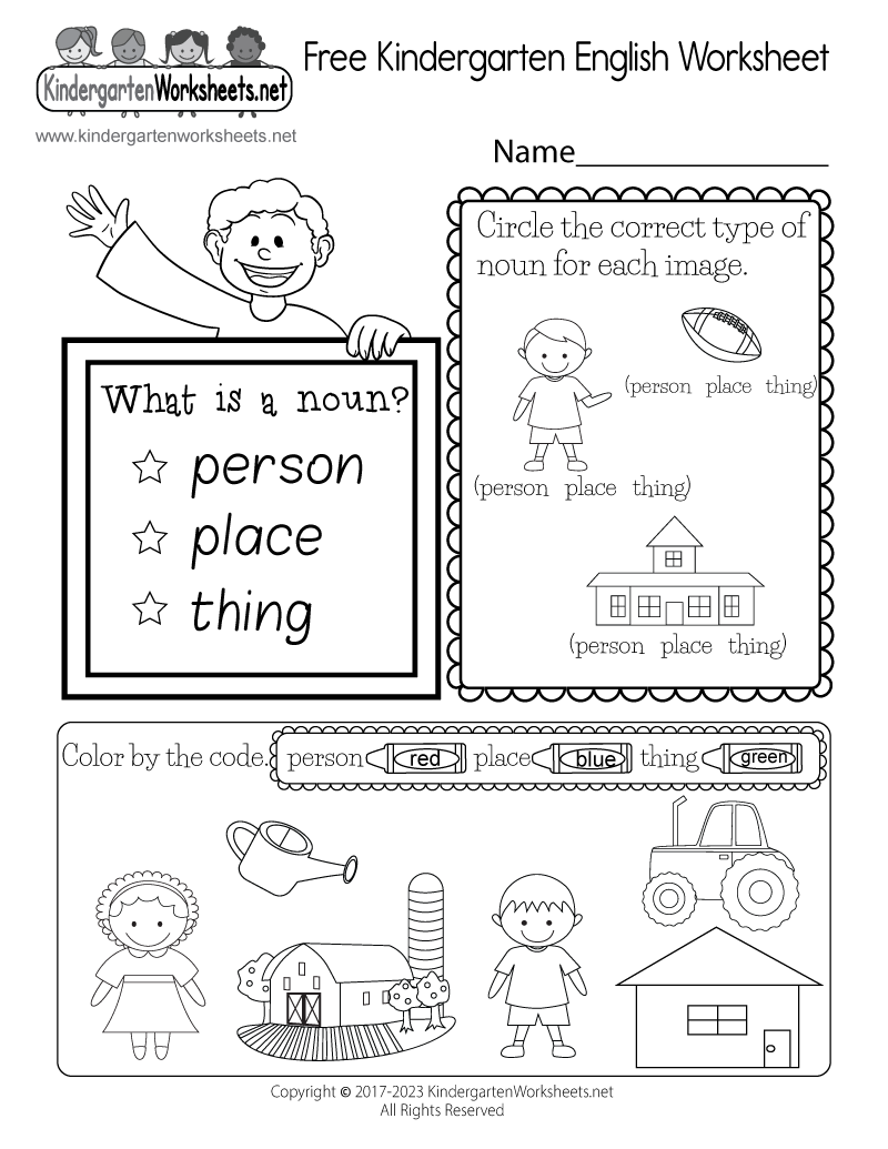 Preschool Kindergarten English Worksheets Free Printables