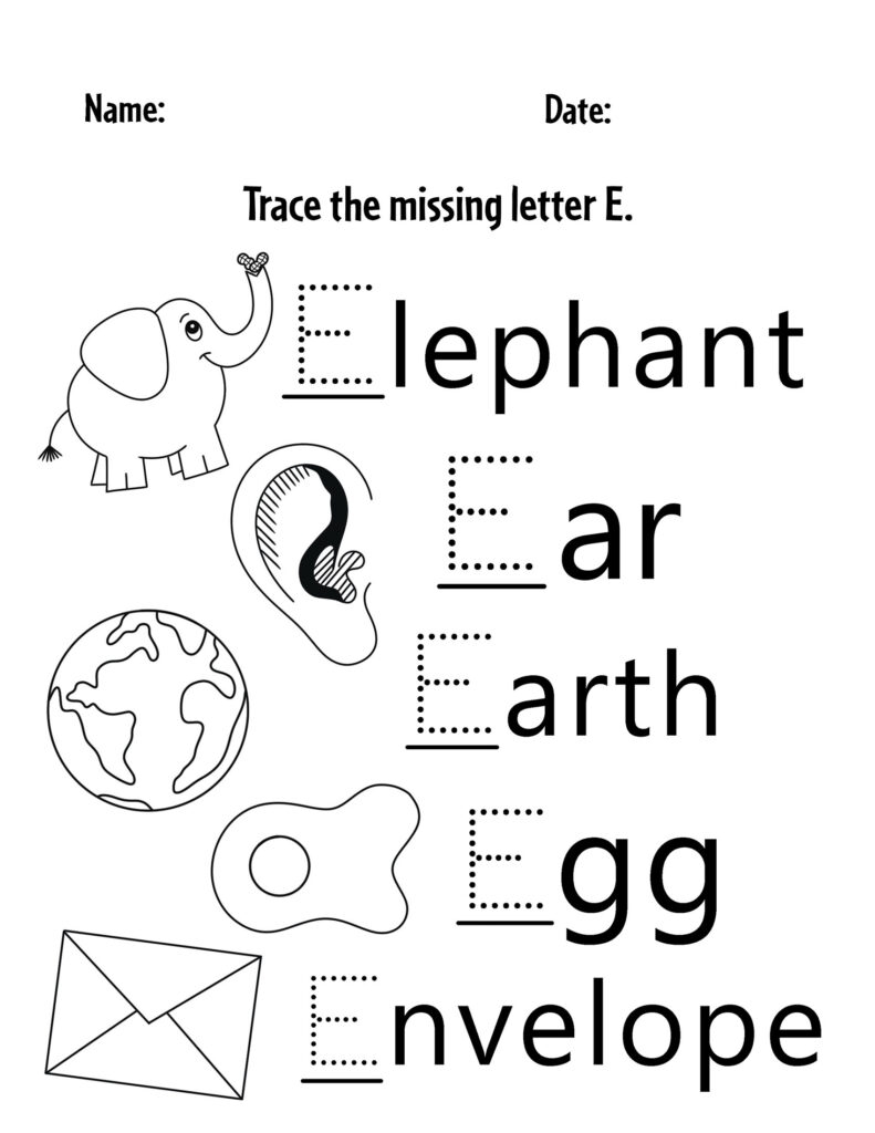 free printable preschool letter e worksheets