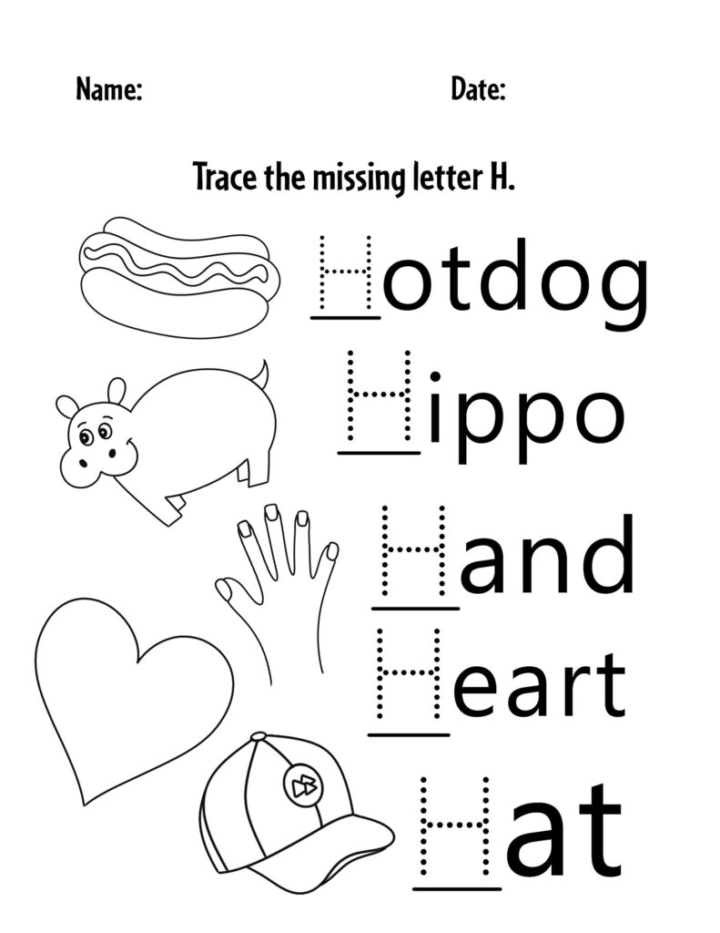 free printable h h worksheets preschool