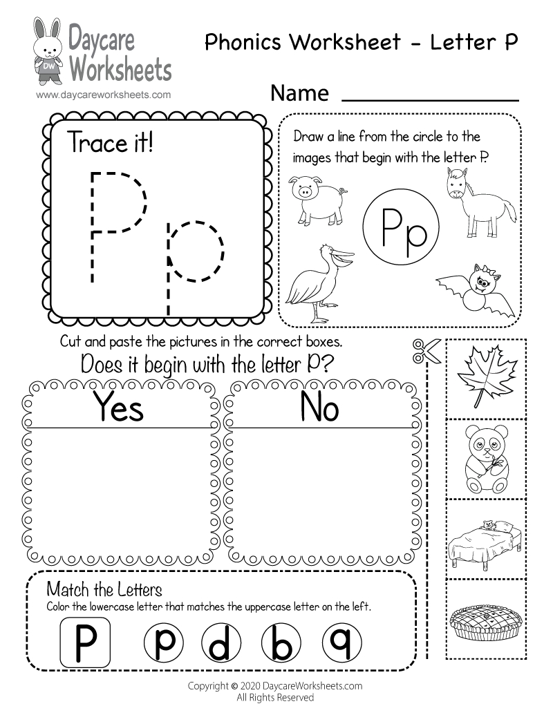 letter p worksheet preschool free printable