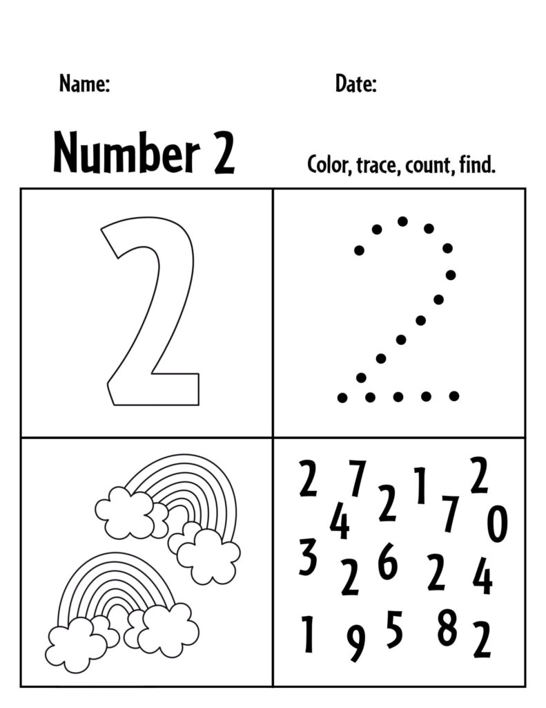 FREE Number 2 Worksheets For Preschool The Hollydog Blog