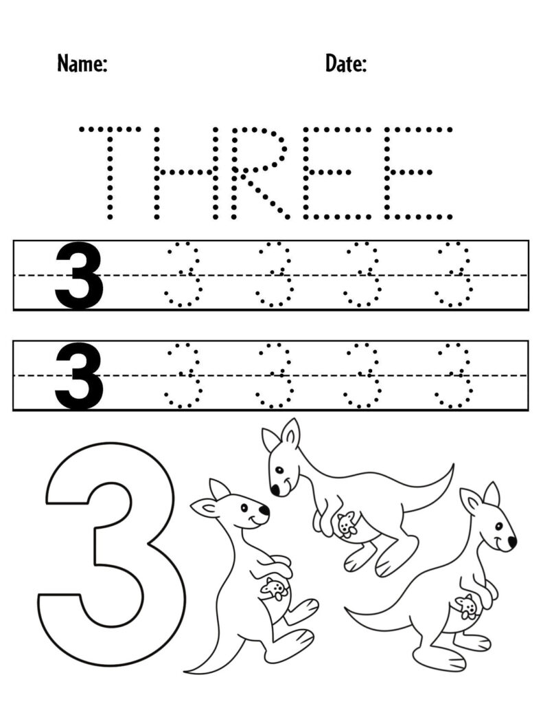 FREE Number 3 Worksheets For Preschool The Hollydog Blog