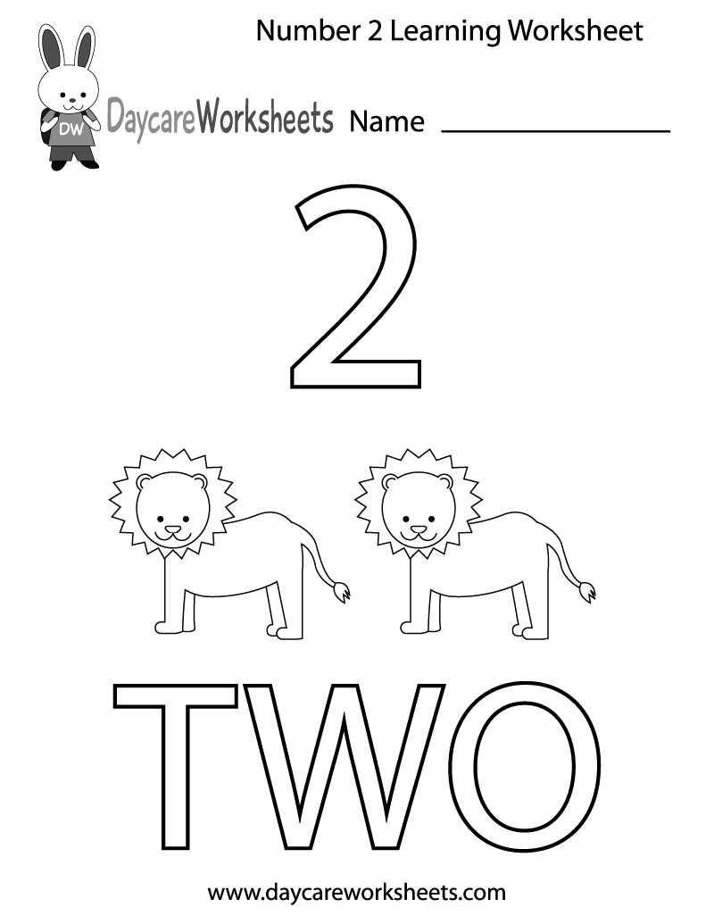 Free Preschool Number Two Learning Worksheet Free Preschool Number Two Learning Worksheet