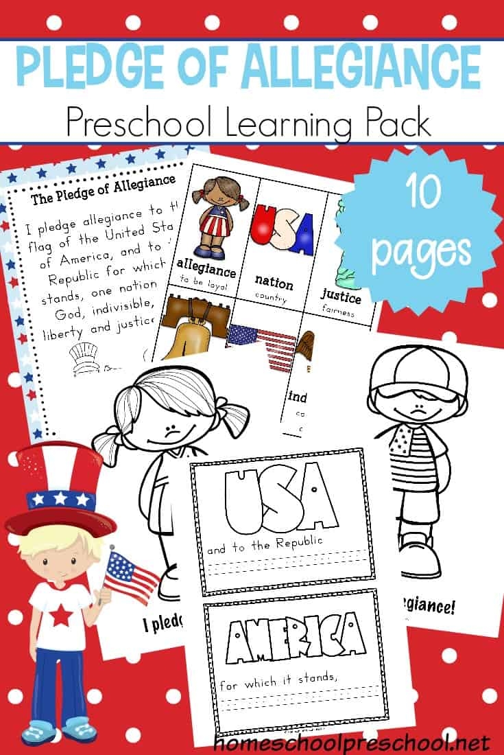 Free Preschool Pledge Of Allegiance Printables