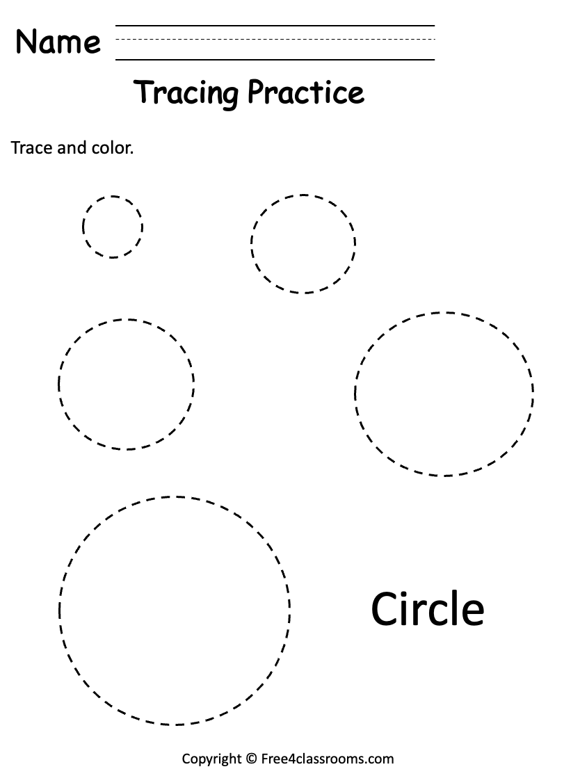 Free Preschool Shape Tracing Worksheet Circle Free Worksheets Free4Classrooms