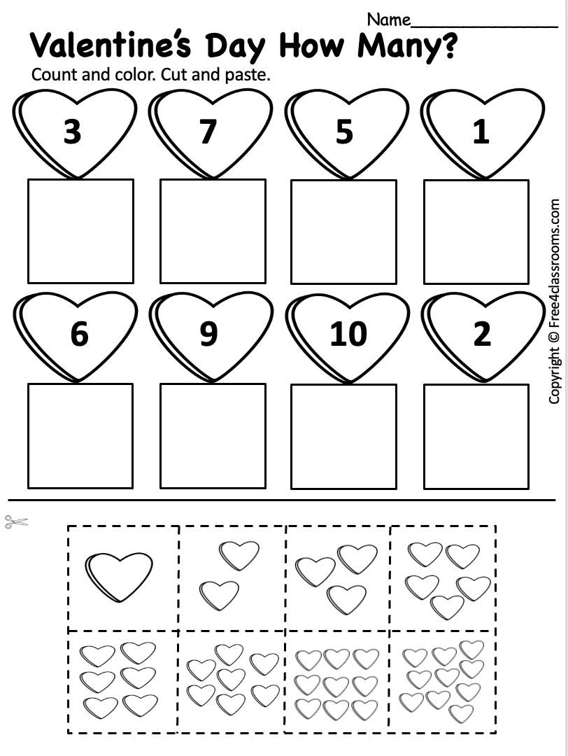free printable preschool valentine's day worksheets