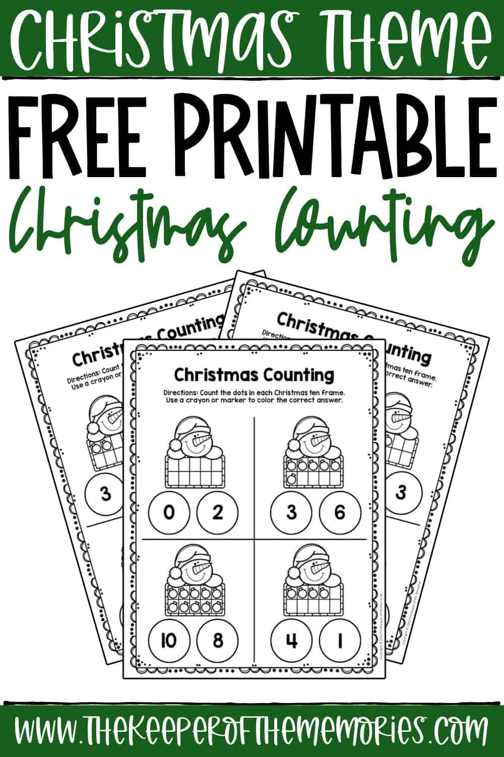 Free Printable Christmas Counting Worksheets The Keeper Of The Memories