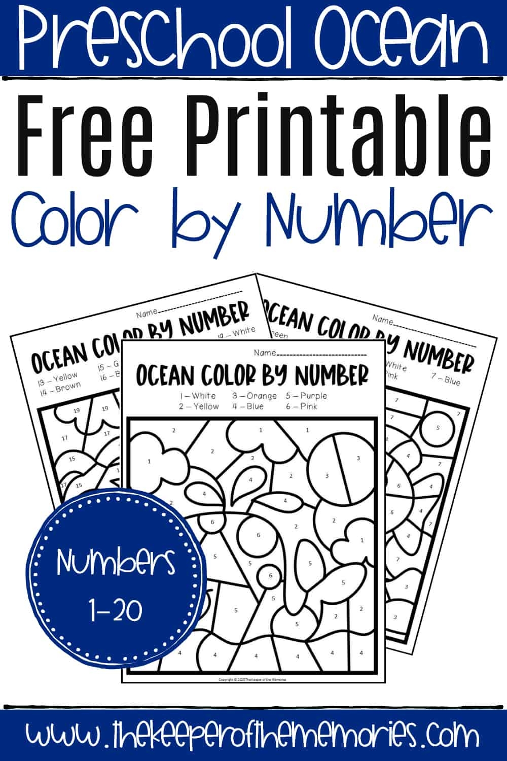 Free Printable Color By Number Ocean Preschool Worksheets