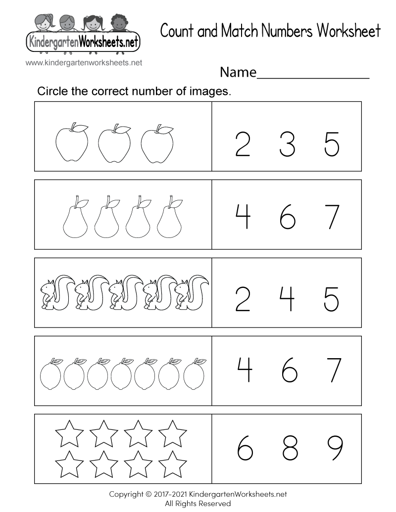 Printable Number Matching Worksheets For Preschoolers