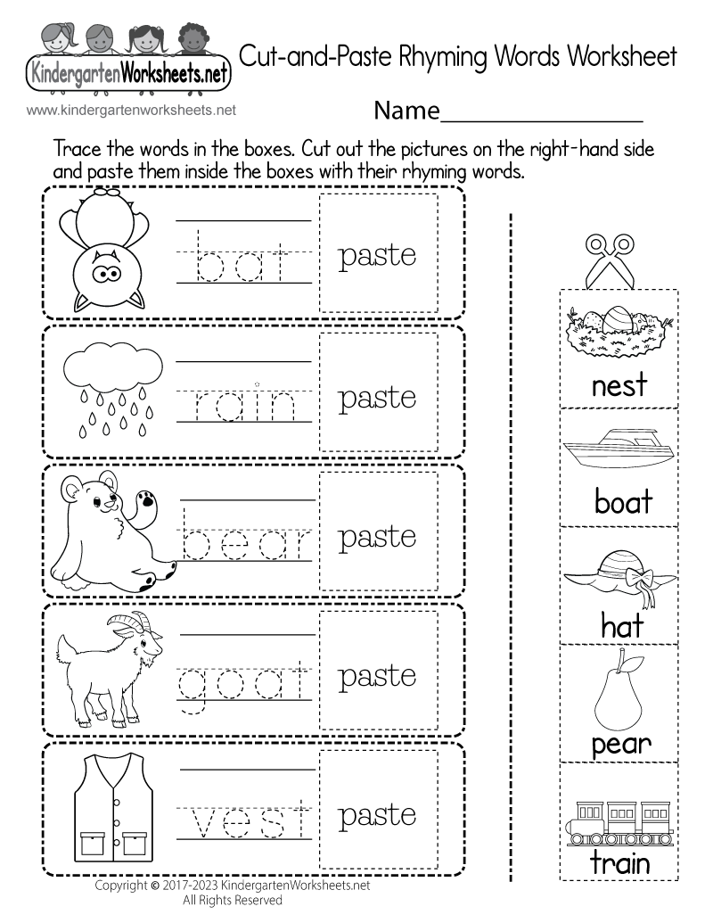 Rhyming Words For Preschoolers Free Printable Worksheets