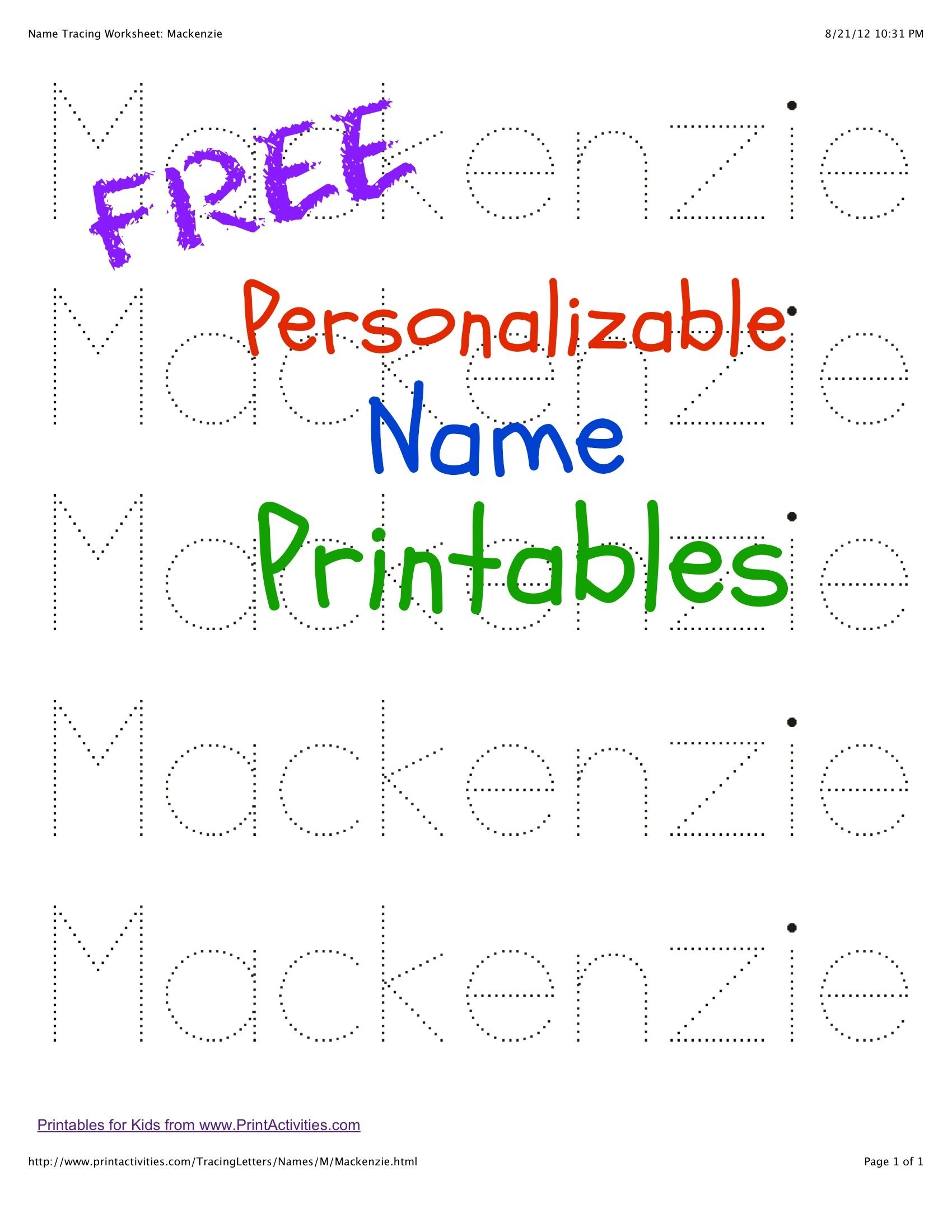 printable name tracing worksheets for preschoolers