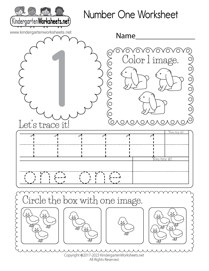 Printable Lnumber 1 Worksheets For Preschoolers