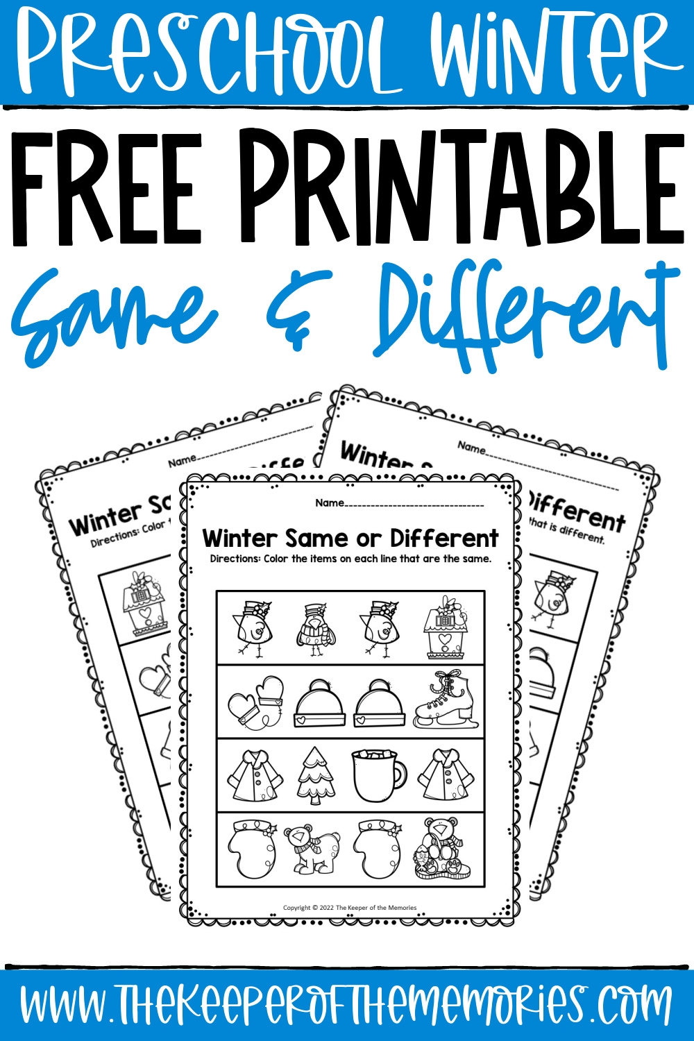 Free Printable Winter Same And Different Worksheets The Keeper Of The Memories
