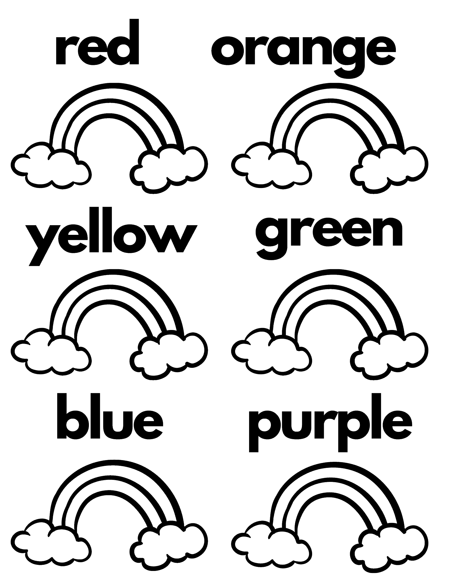 free printable preschool rainbow worksheets