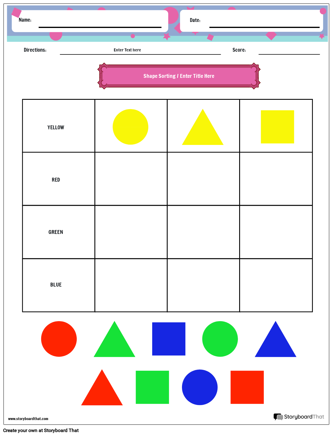 Free Shape Sorting Worksheets By Storyboard That