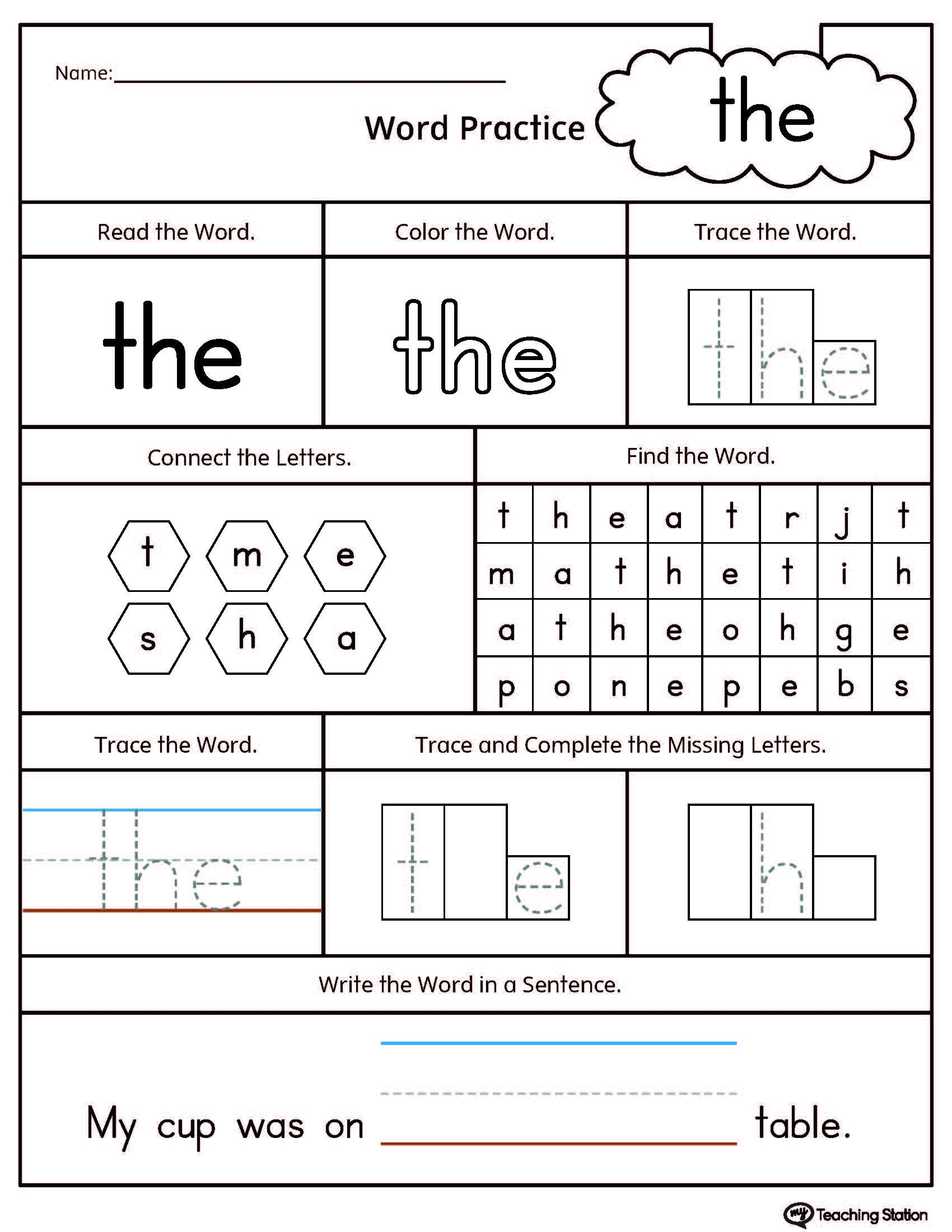 Free Printable Sight Words Worksheets For Preschoolers