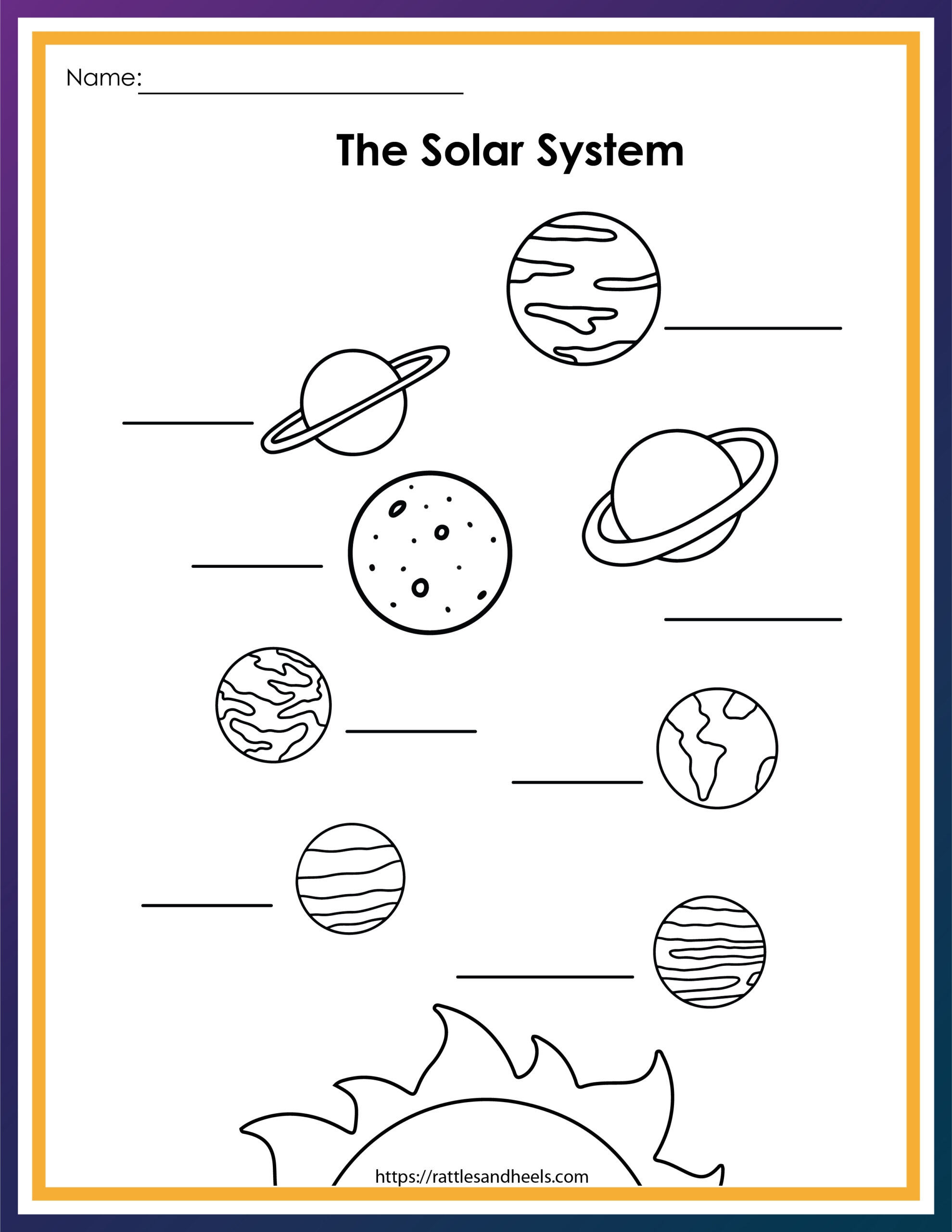 free printable preschool worksheets with planet theme