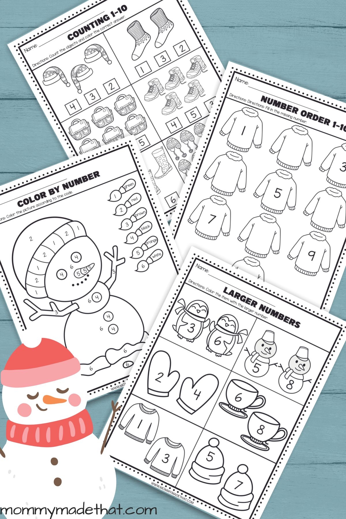 free printable winter worksheets for preschool