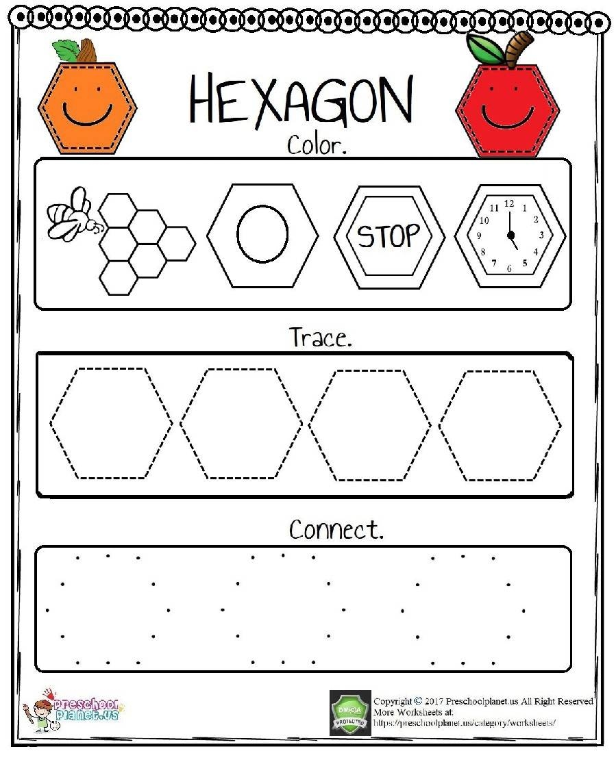 Preschool Hexagon Printable Worksheets