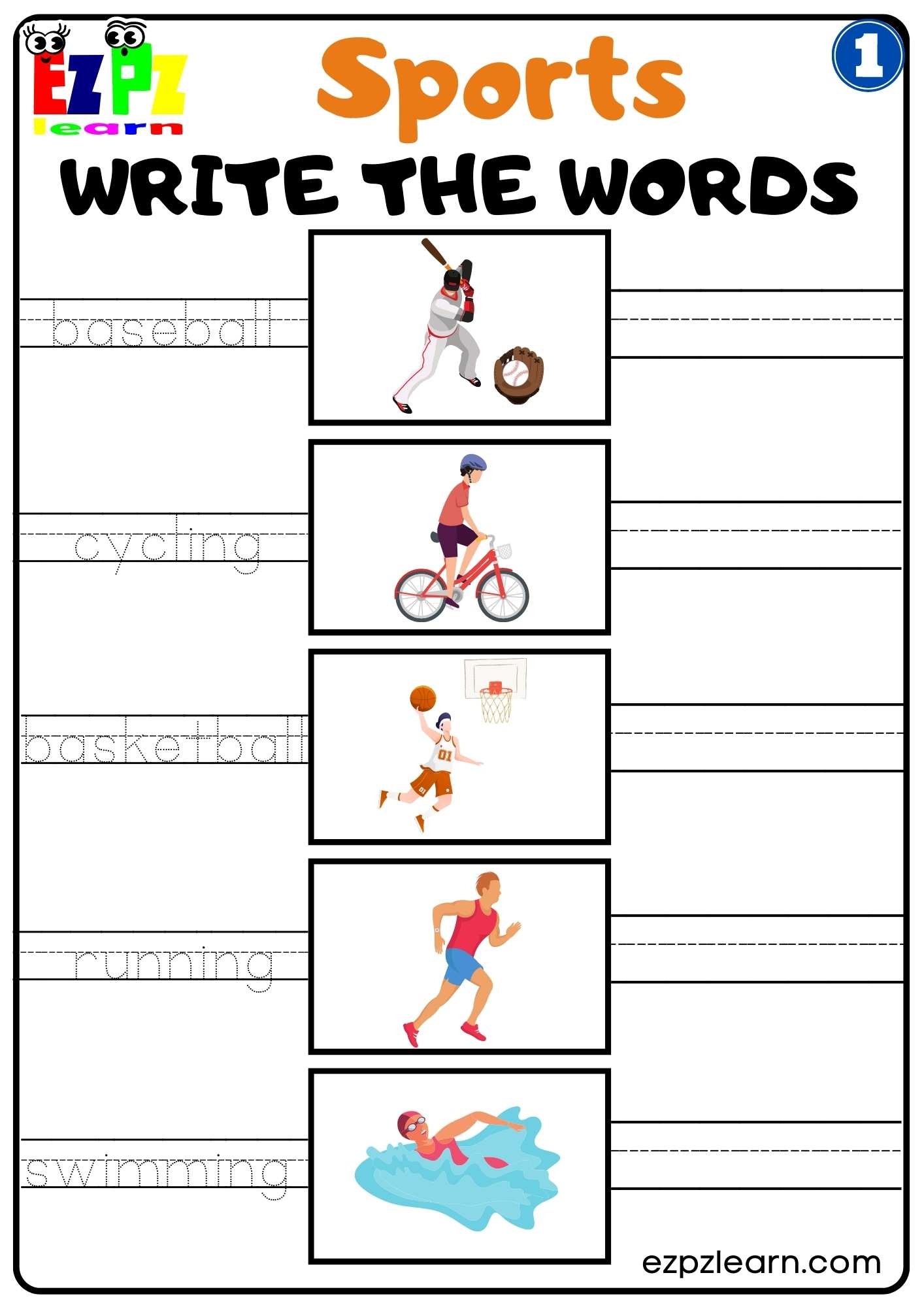 printable sports worksheets for preschool