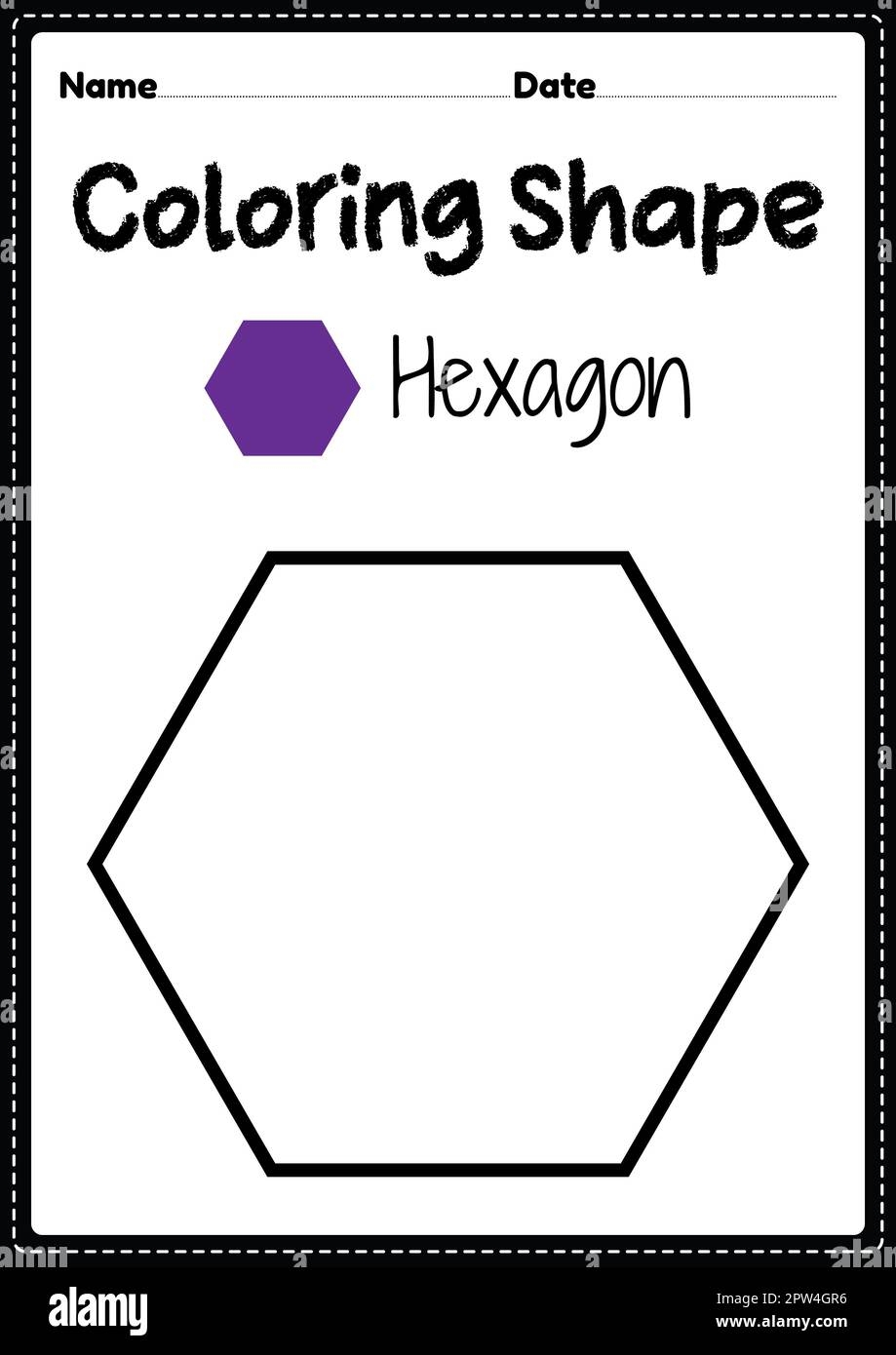 Hexagon Coloring Page For Preschool Kindergarten Montessori Kids To Practice Visual Art Drawing And Coloring Activities To Develop Creativity Focu Stock Photo Alamy