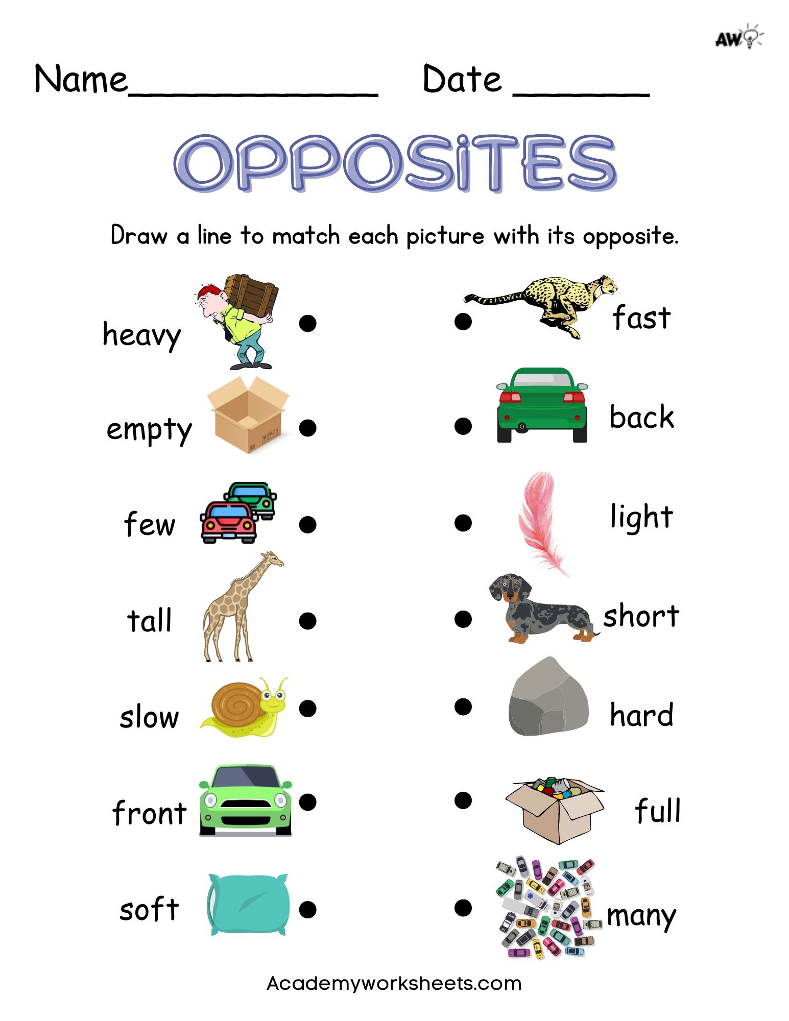 free printable preschool opposite worksheets
